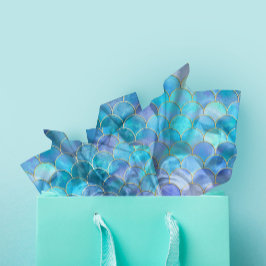 Papel De Seda Modelo Aqua Pearlescent & Gold Mermaid