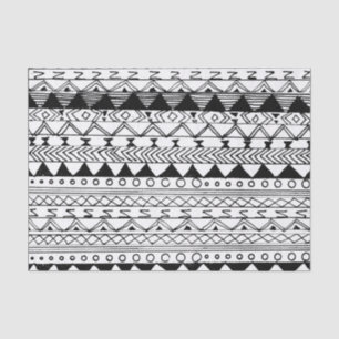 Papel De Seda Modelo azteca dibujado mano blanca negra original