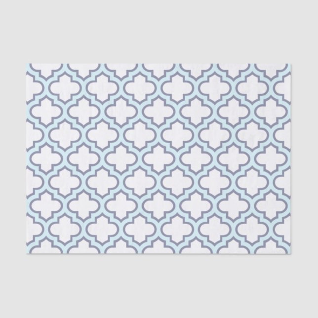 Papel De Seda Modelo azul claro elegante de Quatrefoil del (Anverso)
