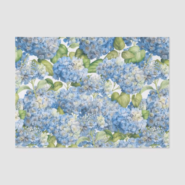 Papel De Seda Modelo azul clásico floral del Hydrangea (Anverso)