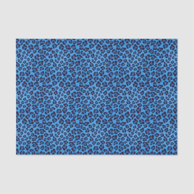 Papel De Seda modelo azul de la textura del leopardo (Anverso)