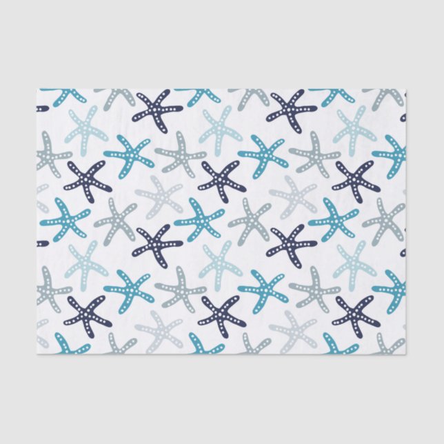 Papel De Seda Modelo azul de las estrellas de mar (Anverso)