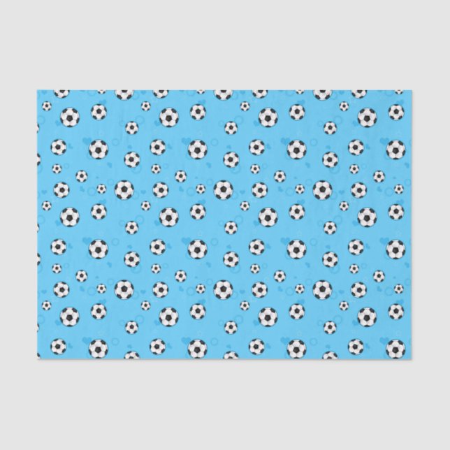 Papel De Seda Modelo azul del balón de fútbol (Anverso)