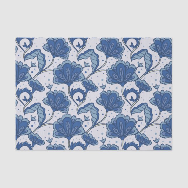 Papel De Seda Modelo azul elegante moderno del batik (Anverso)