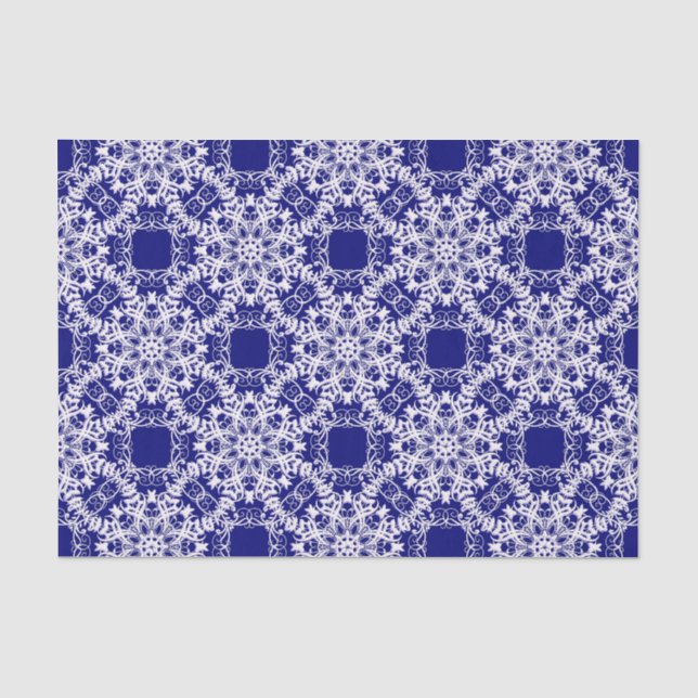 Papel De Seda modelo azul floral del estilo barroco (Anverso)