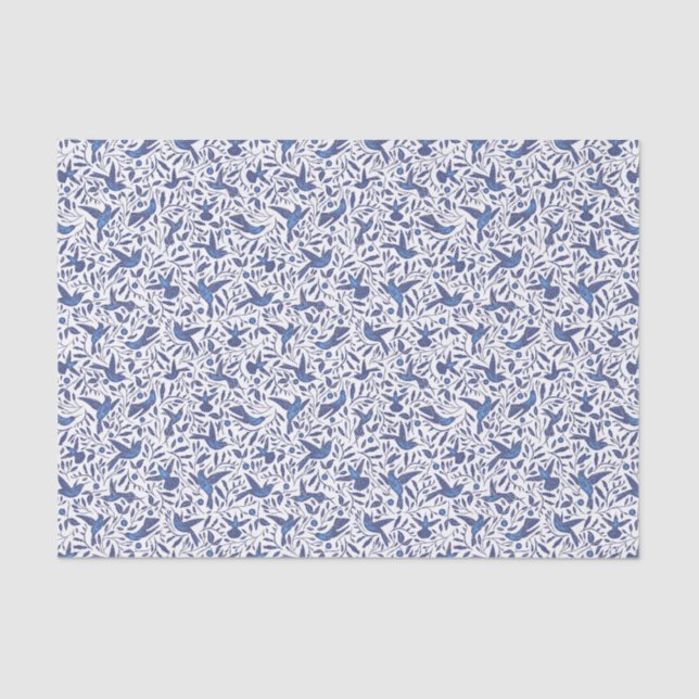 Papel De Seda Modelo azul lindo de los pájaros (Anverso)