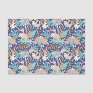 Papel De Seda Modelo azul tropical de la pereza
