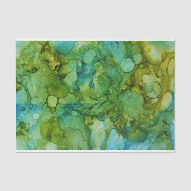 Papel De Seda Modelo azul y verde brillante intrépido del arte (Anverso)