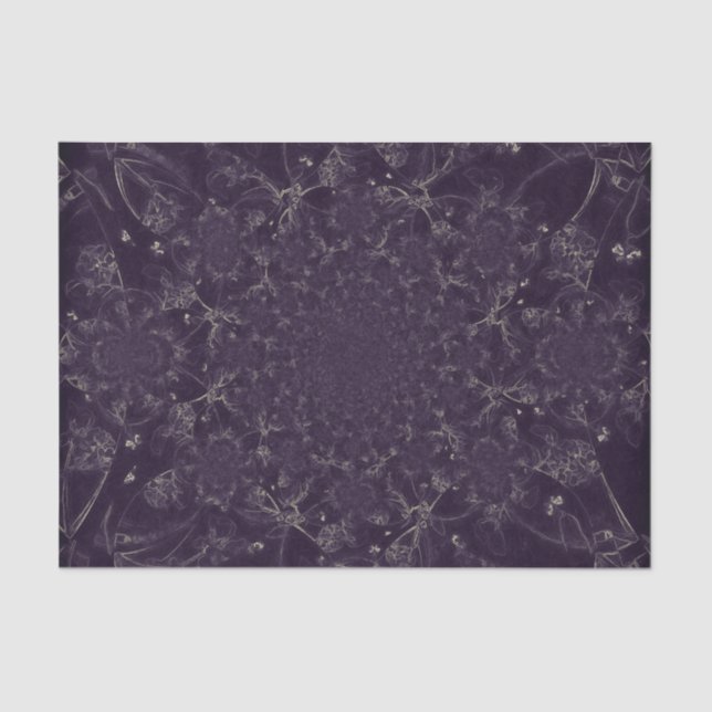 Papel De Seda Modelo beige púrpura del fractal del caleidoscopio (Anverso)