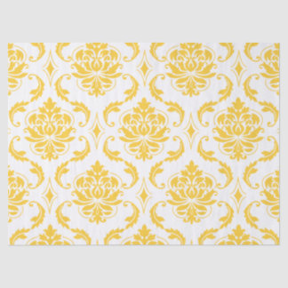 Papel De Seda Modelo blanco amarillo femenino del damasco del