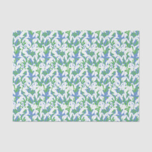 Papel De Seda Modelo blanco de Snowdrops en fondo azul