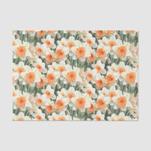 Papel De Seda Modelo blanco floral del melocotón del narciso