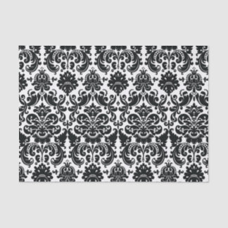 Papel De Seda Modelo blanco negro elegante del damasco del