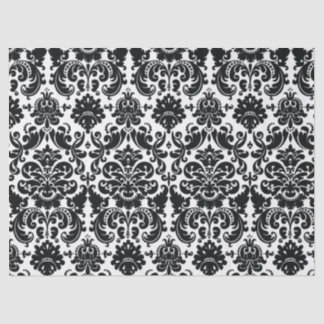 Papel De Seda Modelo blanco negro elegante del damasco del