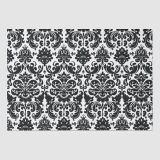 Papel De Seda Modelo blanco negro elegante del damasco del