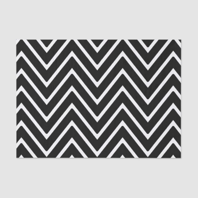 Papel De Seda Modelo blanco y negro 2 de Chevron (Anverso)