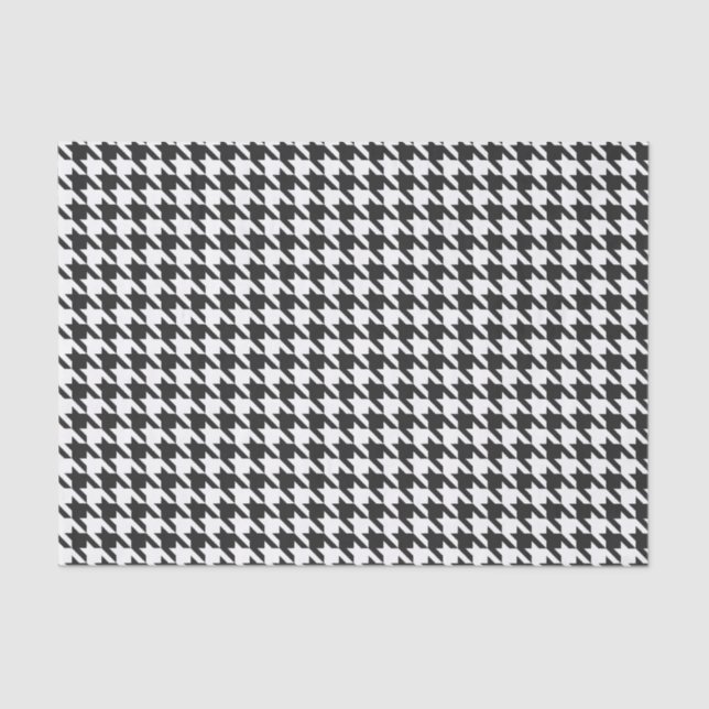 Papel De Seda Modelo blanco y negro de Houndstooth (Anverso)