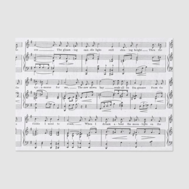 Papel De Seda Modelo blanco y negro de la partitura (Anverso)