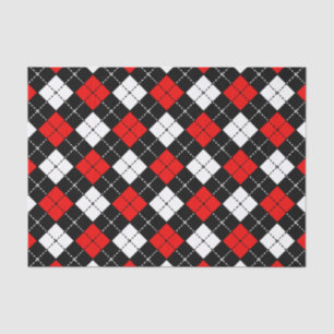 Papel De Seda Modelo blanco y negro rojo de Argyle