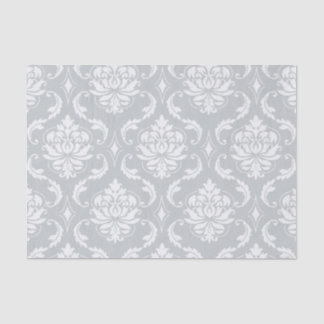 Papel De Seda Modelo clásico del damasco del blanco gris