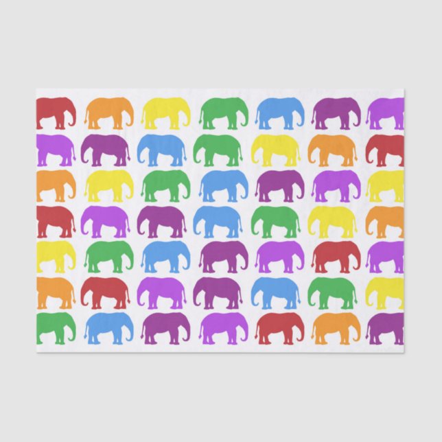 Papel De Seda Modelo colorido del elefante (Anverso)