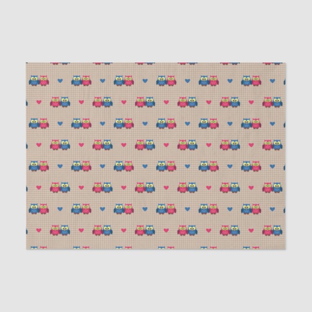 Papel De Seda Modelo comprobado con los búhos del amor (Anverso)