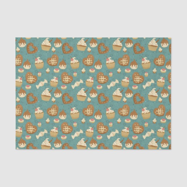 Papel De Seda Modelo con las magdalenas y los caramelos (Anverso)