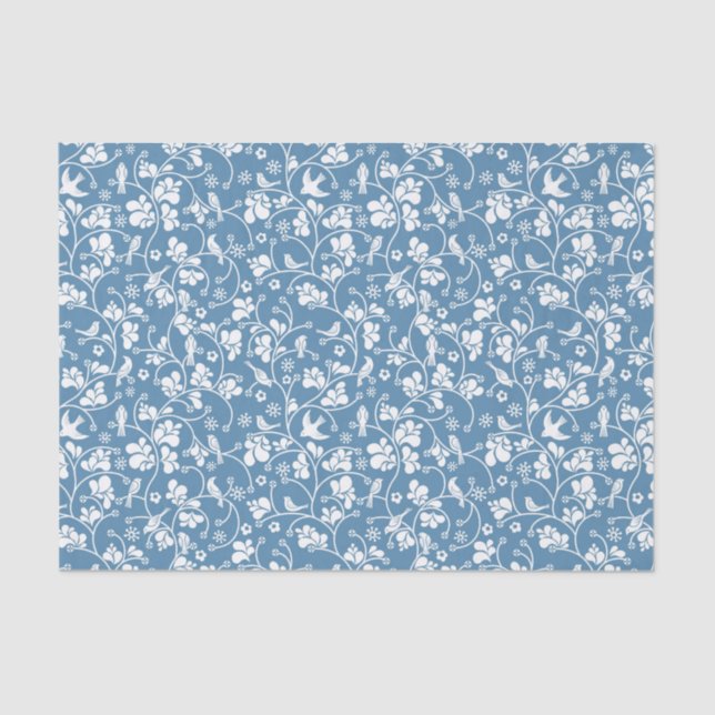 Papel De Seda modelo con los pájaros y el ornamento de las (Anverso)