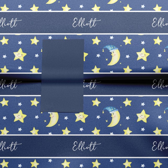 Papel De Seda Modelo Cuaderno Luna y Estrellas Baby Shower Azul (Subido por el creador)