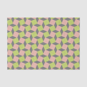 Papel De Seda Modelo cuadrado geométrico abstracto verde rosado