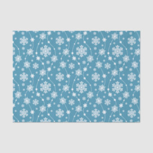 Papel De Seda Modelo de copo de nieve blanco azul cielo brillant