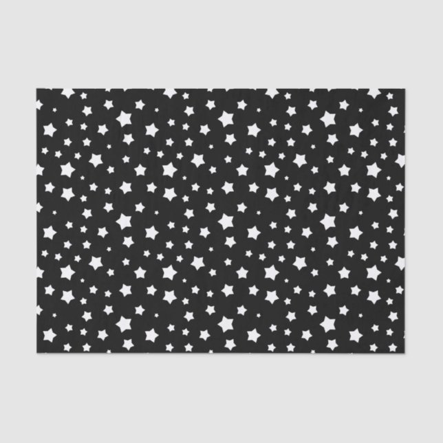Papel De Seda Modelo de estrellas blanco y negro (Anverso)