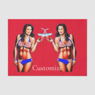 Papel De Seda Modelo de fitness bikini patriótico Thunder_Cove