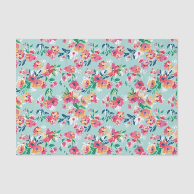 Papel De Seda Modelo de flores pintado (Anverso)