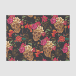 Papel De Seda Modelo de Halloween, cráneos, rosas, gótico,