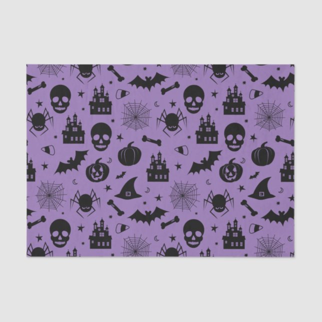 Papel De Seda Modelo de Halloween púrpura y negro (Anverso)