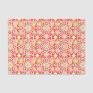 Papel De Seda Modelo de la mandala, rojo coralino, rosa, oro