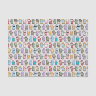 Papel De Seda Modelo de lana de las manoplas del invierno