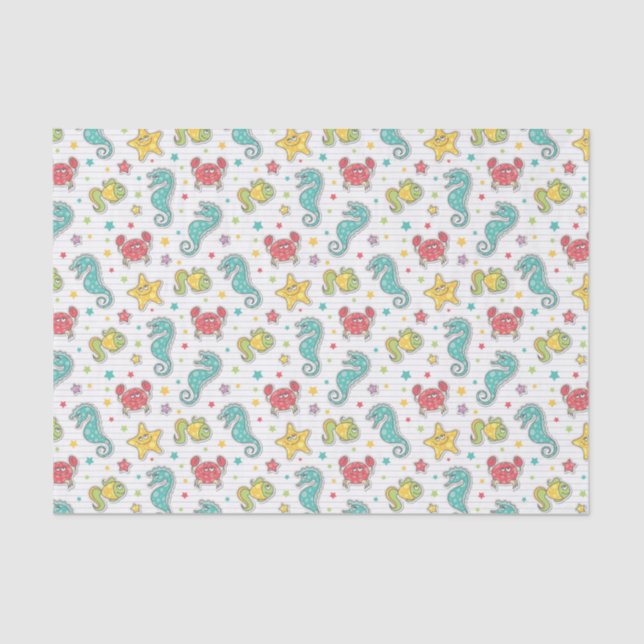 Papel De Seda modelo de las criaturas del mar (Anverso)