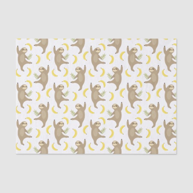 Papel De Seda Modelo de las perezas y de los plátanos (Anverso)