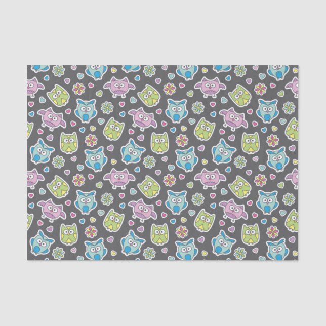 Papel De Seda modelo de los búhos del dibujo animado (Anverso)