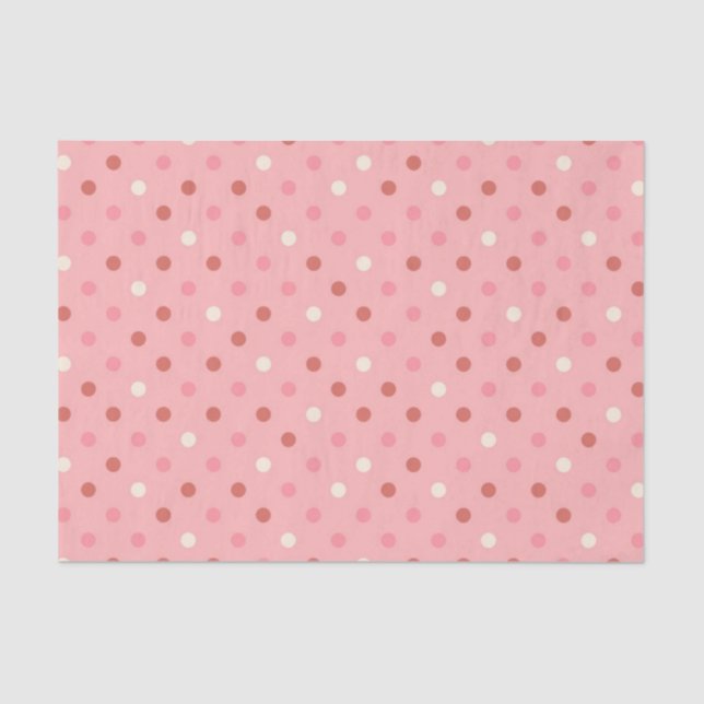 Papel De Seda Modelo de lunar blanco rosado (Anverso)