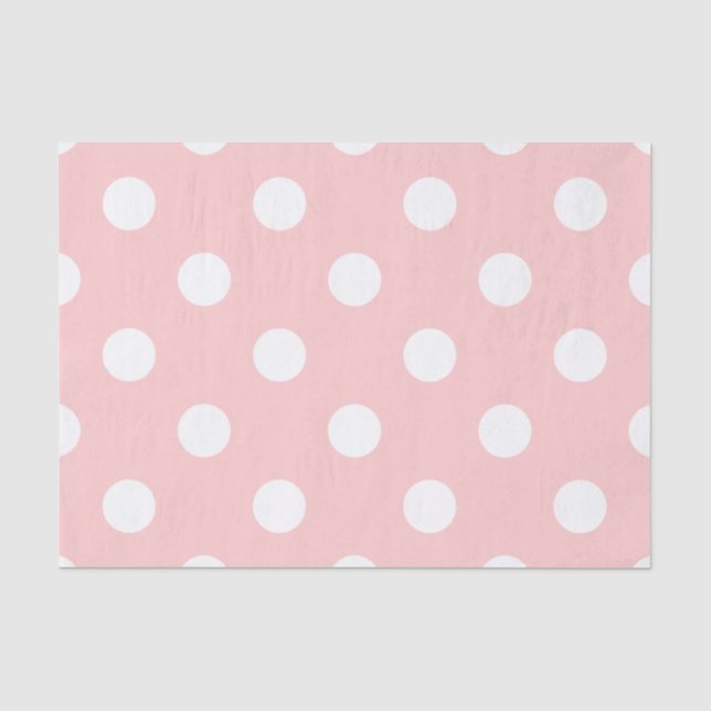Papel De Seda Modelo de lunar rosado y blanco (Anverso)