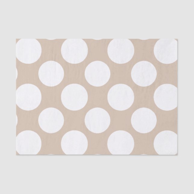 Papel De Seda Modelo de lunares blanco beige moderno (Anverso)