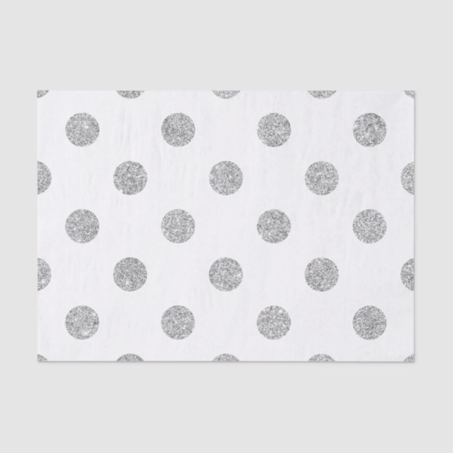 Papel De Seda Modelo de lunares de plata elegante del purpurina (Anverso)