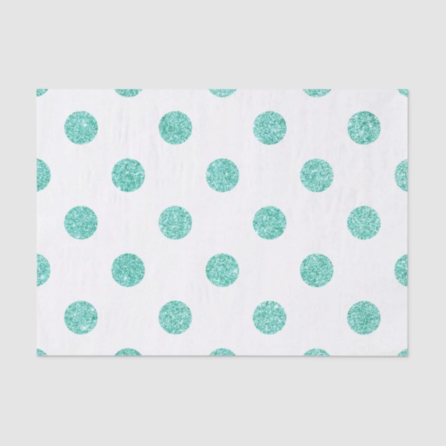 Papel De Seda Modelo de lunares verde azulado elegante del (Anverso)