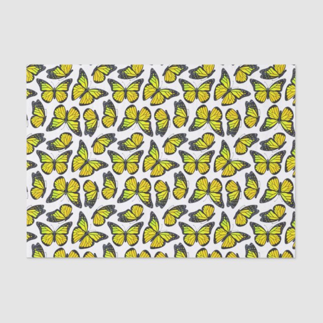 Papel De Seda Modelo de mariposa amarillo de monarca (Anverso)
