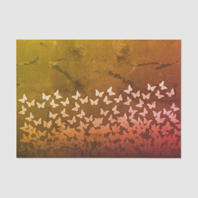 Papel De Seda Modelo de mariposas amarillo, marrón, anaranjado (Anverso)