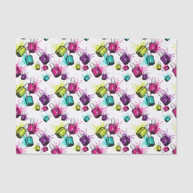 Papel De Seda Modelo de neón del esmalte de uñas (Anverso)