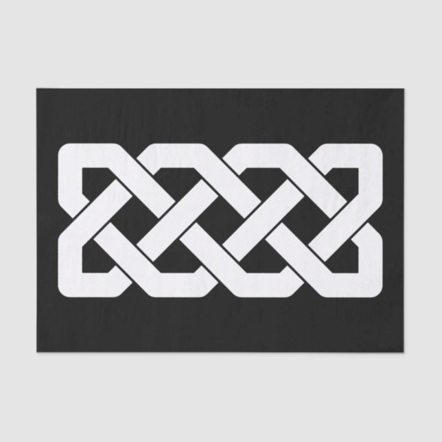 Papel De Seda Modelo de nudo céltico blanco y negro elegante (Anverso)